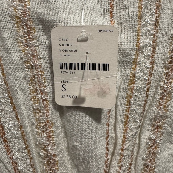 Free People fringed creme/pink cactus mini flowers Women's V-Neck dress Sz S - Picture 6 of 8